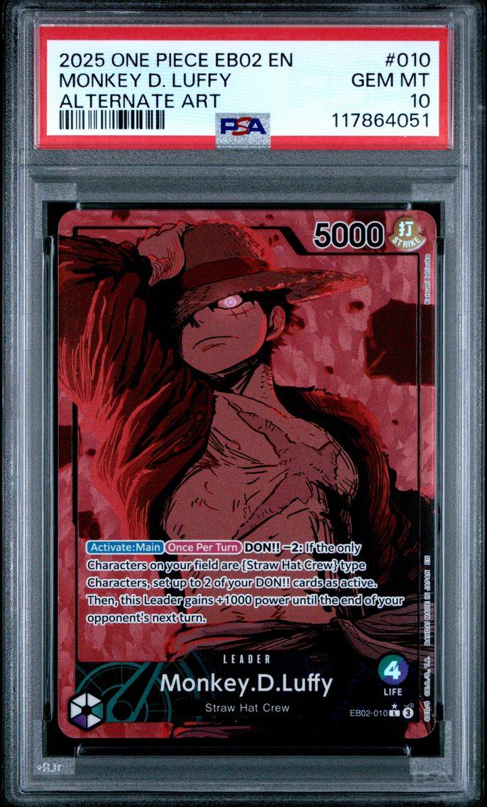 2025 #010 Monkey D. Luffy PSA 10 One Piece EB02-Extra Booster -Anime 25th Collection-