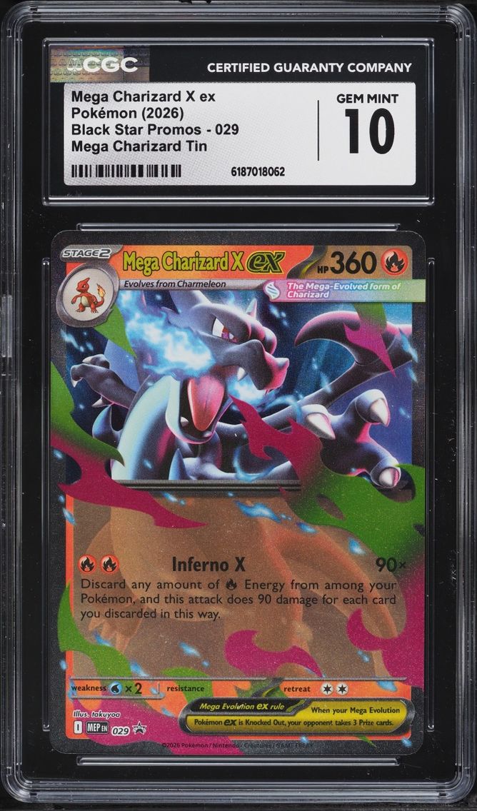 2026 #29 Mega Charizard X EX CGC 10 Pokemon Mega Evolution Black Star Promo Tin