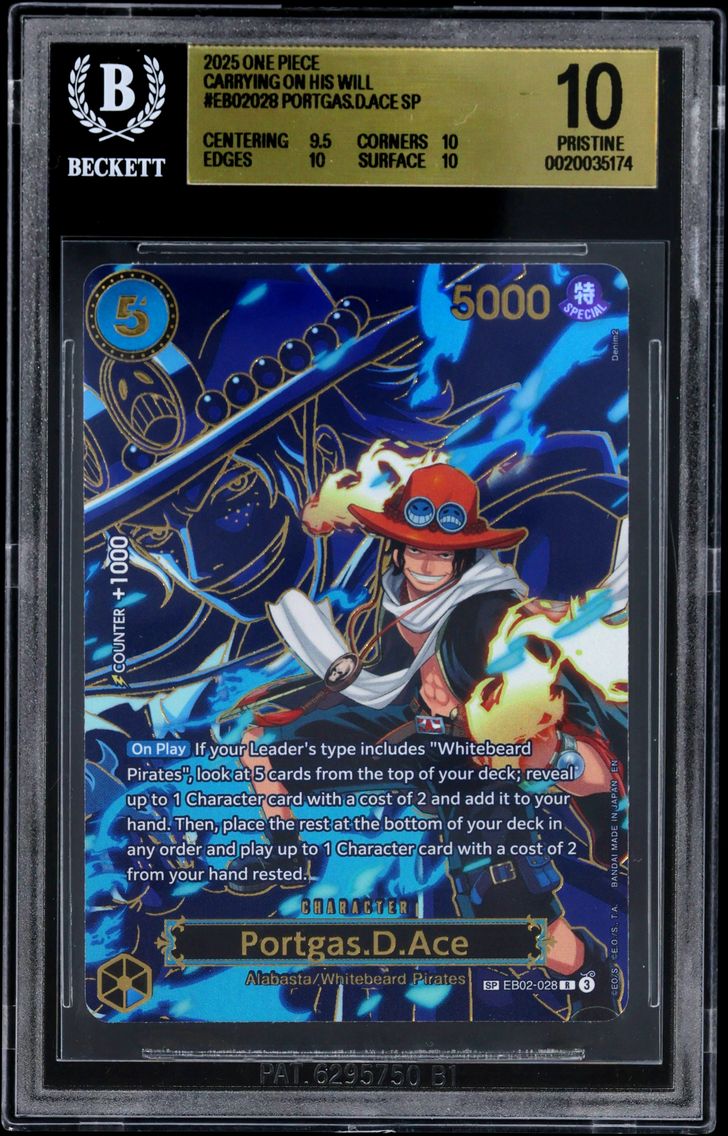 2025 #EB02028 Portgas.D.Ace SP BGS 10 One Piece Card Game Carrying on His Will