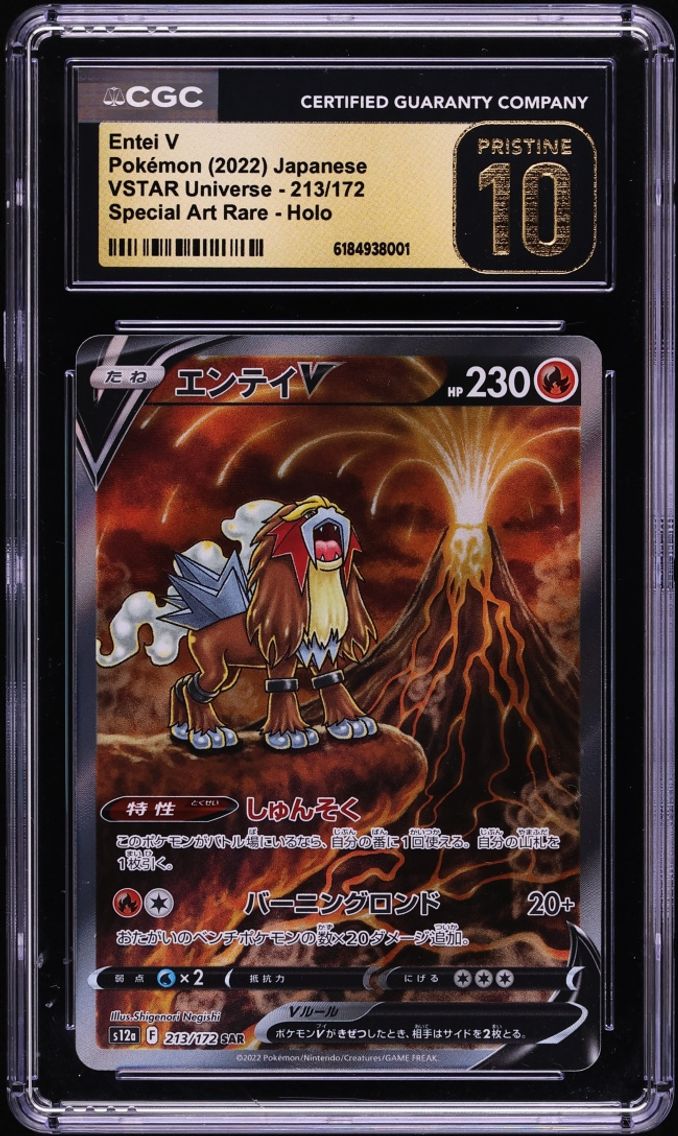 2022 Pokemon Japanese Sword & Shield VSTAR Universe SAR Entei V #213 CGC 10 PRISTINE