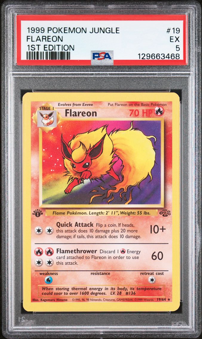 1999 #19 Flareon 1st Edition PSA 5 Jungle Pokemon