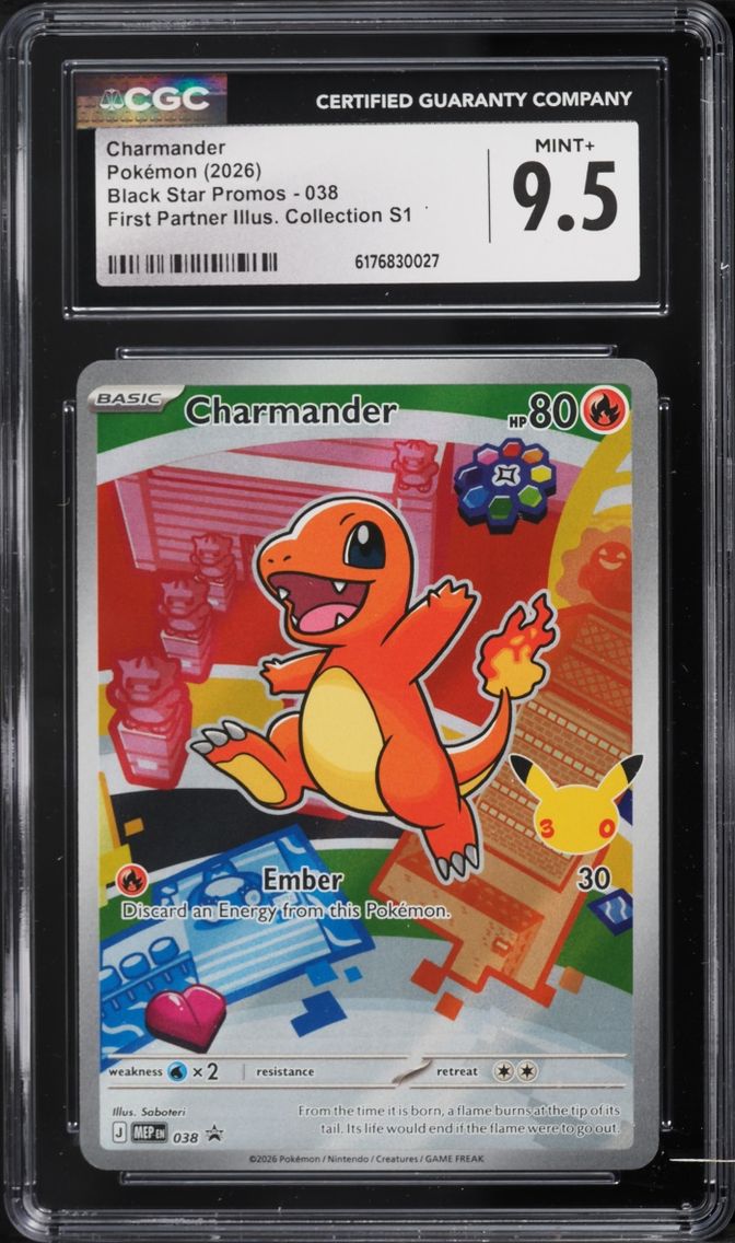 2026 Pokemon Mega Evolution Promo First Partner Illustration S1 Full Art Charmander #38 CGC 9.5