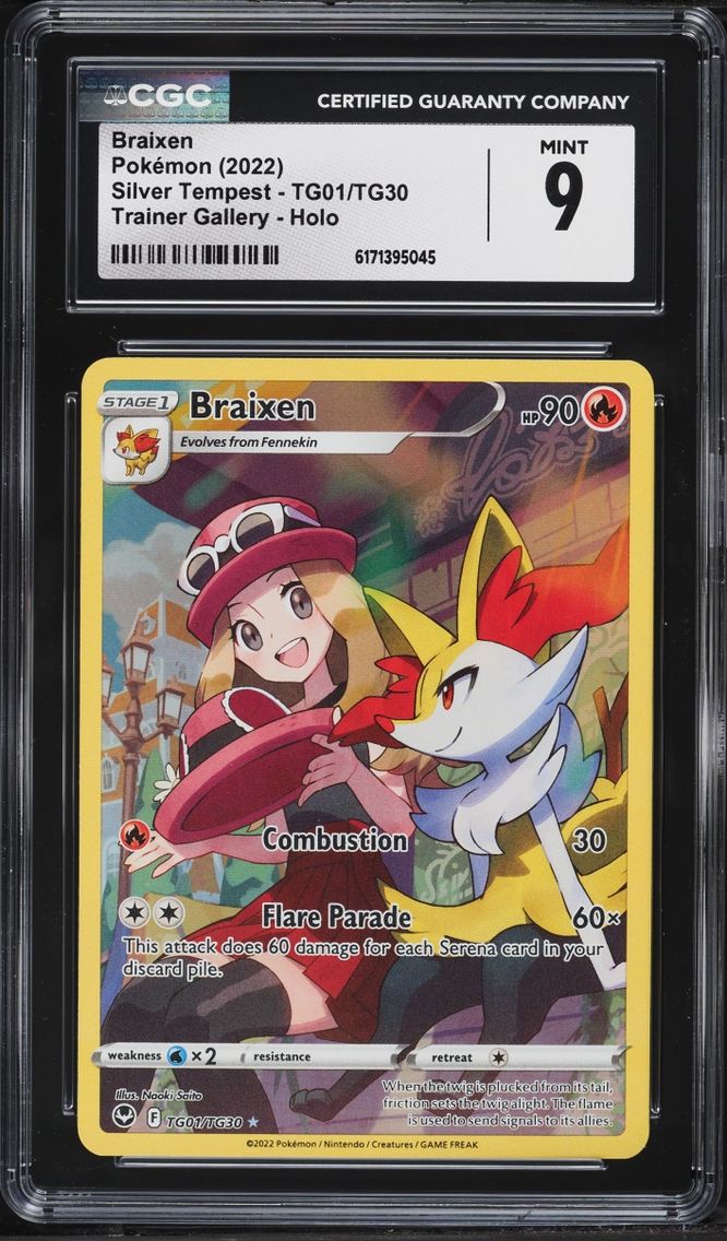2022 Pokemon Sword & Shield Silver Tempest Trainer Gallery CHR Braixen #TG01 CGC 9 MINT