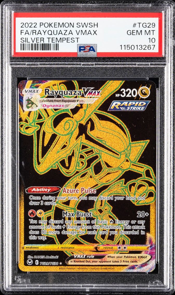 2022 #TG29 Full Art/Rayquaza Vmax PSA 10 Sword & Shield Silver Tempest Pokemon