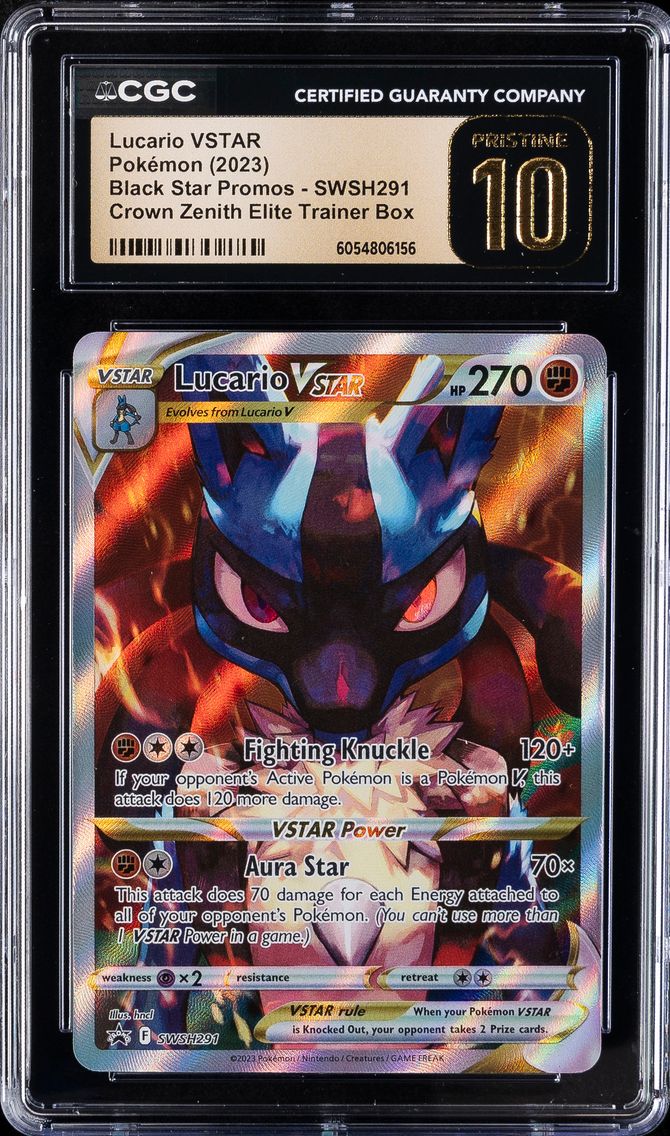 2023 #291 Full Art/Lucario Vstar CGC 10 Pristine Swsh Black Star Promo Pokemon