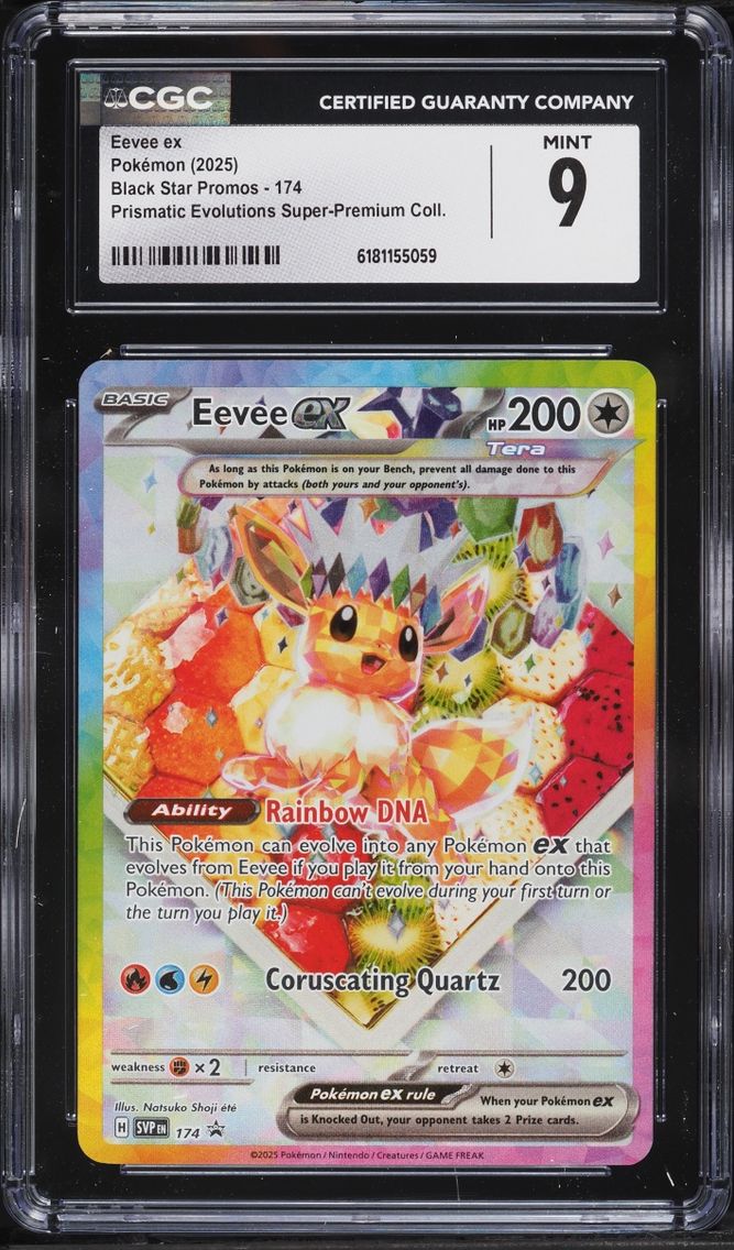 2025 Pokemon Scarlet & Violet Promo Prismatic Evolutions Premium Holo Eevee EX #174 CGC 9 MINT