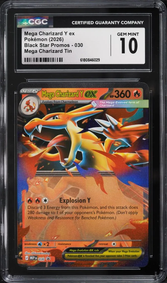 2026 Pokemon Mega Evolution Black Star Promo Tin Mega Charizard Y Ex #30 CGC 10 GEM MINT