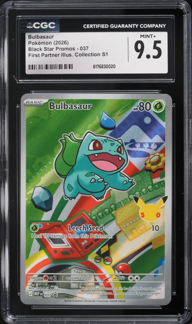 2026 Pokemon Mega Evolution Promo First Partner Illustration S1 Full Art Bulbasaur #37 CGC 9.5