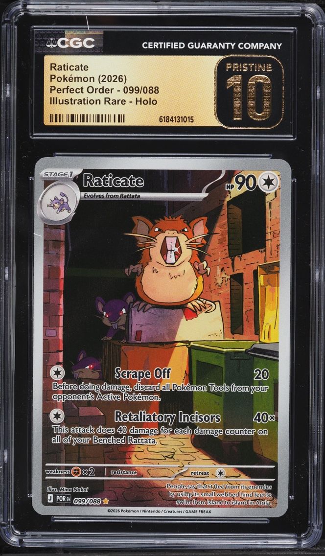 2026 #99 Raticate CGC 10 Pokemon Mega Evolution Perfect Order IR