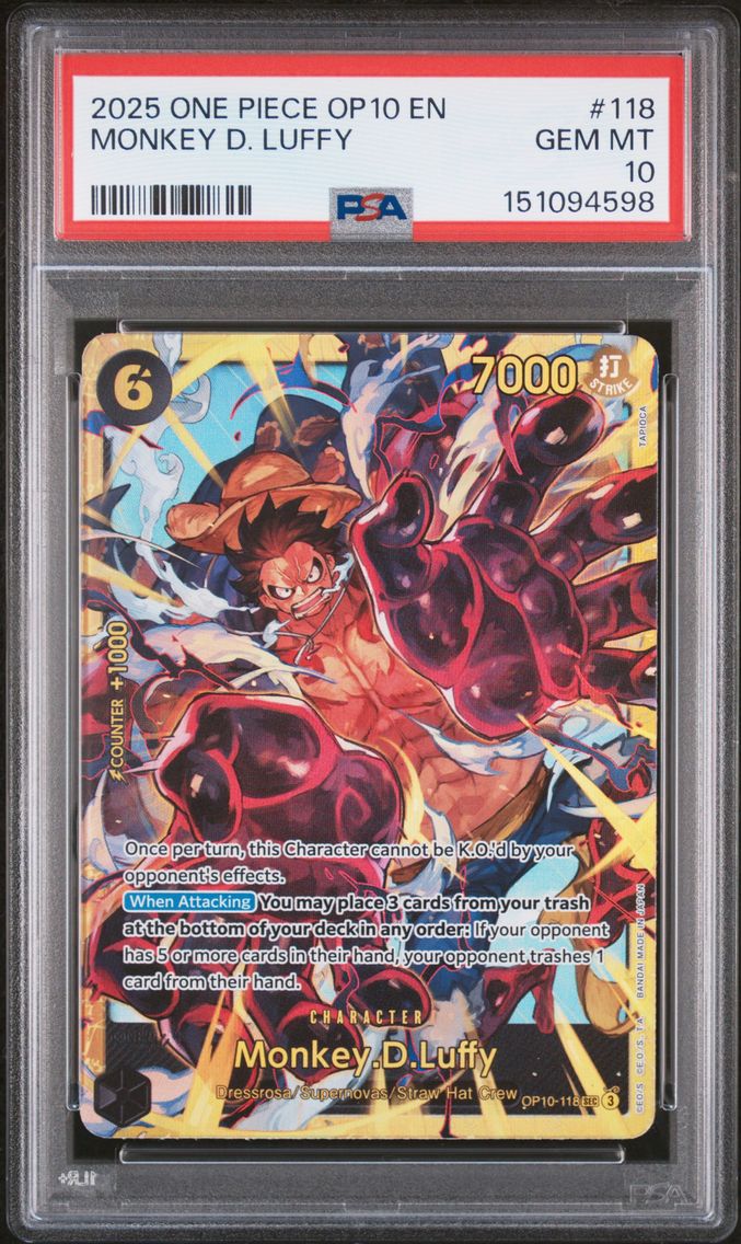 2025 #118 Monkey D. Luffy PSA 10 One Piece OP10-Royal Blood