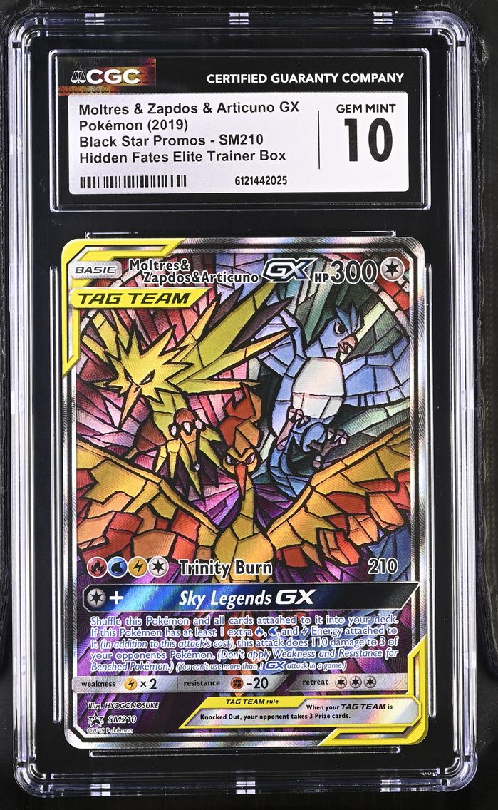 2019 #SM210 Moltres & Zapdos & Articuno GX CGC 10 Black Star Promos - Sun & Moon - English