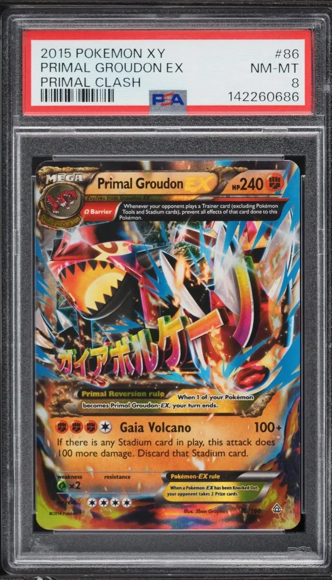 2015 Pokemon XY Primal Clash Primal Groudon EX #86 PSA 8 NM-MT