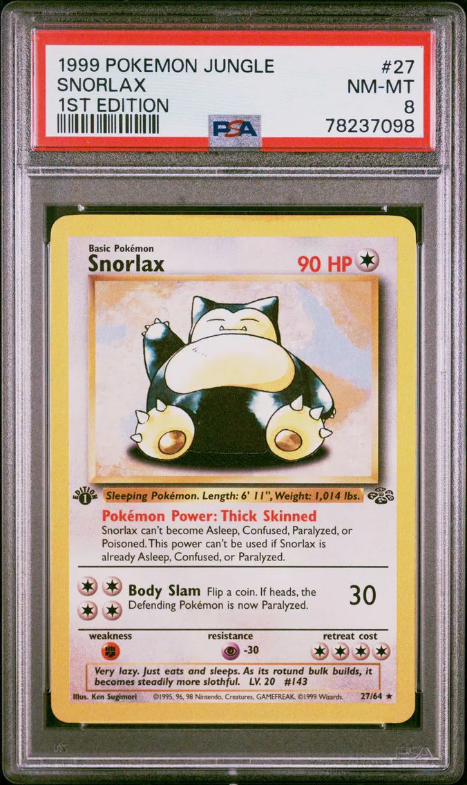 1999 #27 Snorlax 1st Edition PSA 8 Jungle