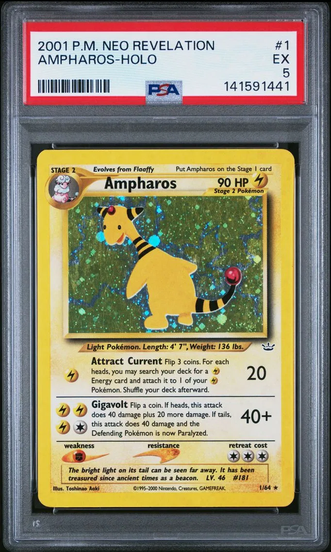 2001 #1 Ampharos-Holo PSA 5 Neo Revelation Pokemon