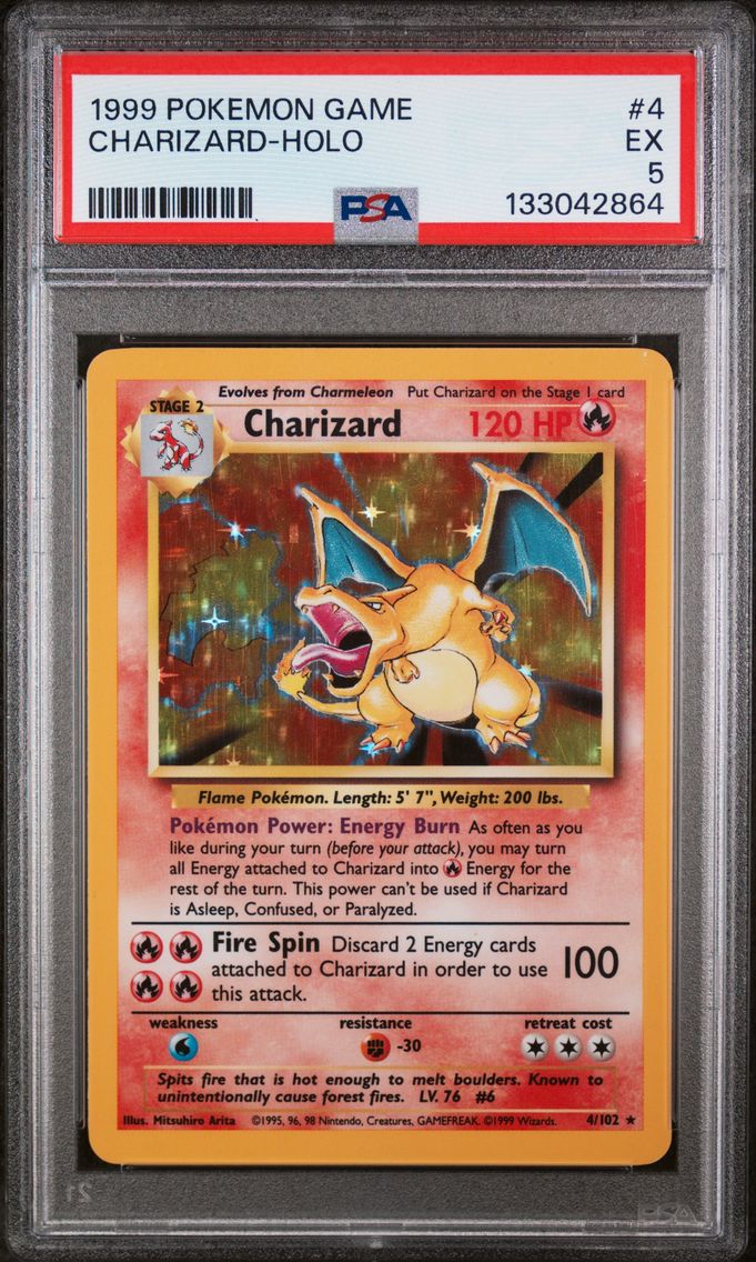1999 #4 Charizard-Holo PSA 5 Game