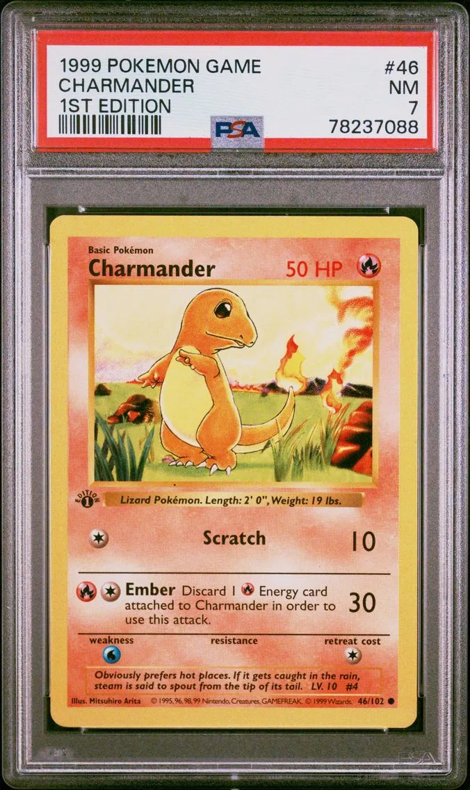 1999 #46 Charmander 1st Edition PSA 7 Game
