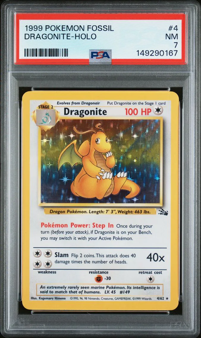 1999 #4 Dragonite-Holo PSA 7 Fossil Pokemon