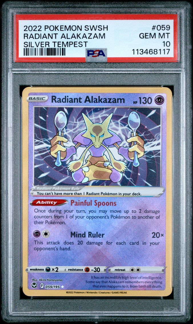 2022 #059 Radiant Alakazam PSA 10 Sword & Shield Silver Tempest Pokemon