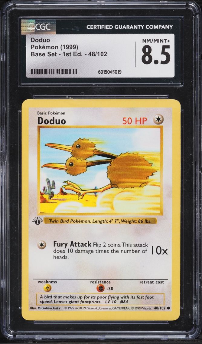 1999 Pokemon Base Set Shadowless 1st Edition Doduo #48 CGC 8.5 NM-MT+
