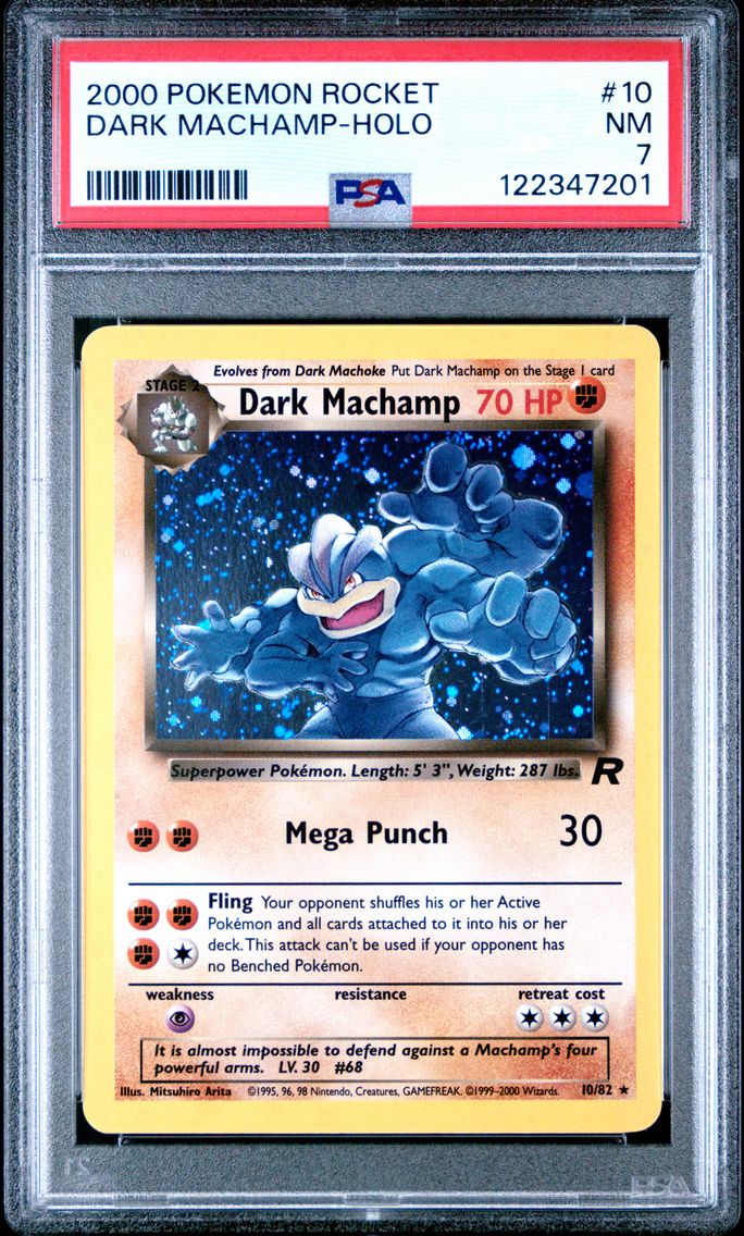 2000 #10 Dark Machamp-Holo PSA 7 Rocket Pokemon