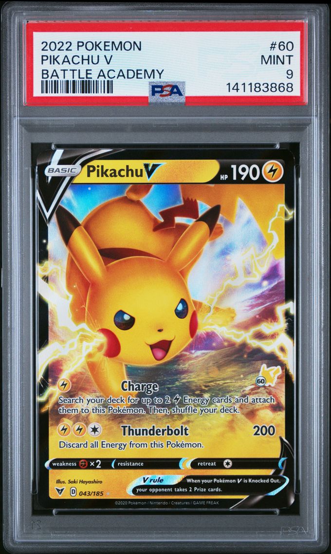 2022 #60 Pikachu V PSA 9 Battle Academy Pokemon