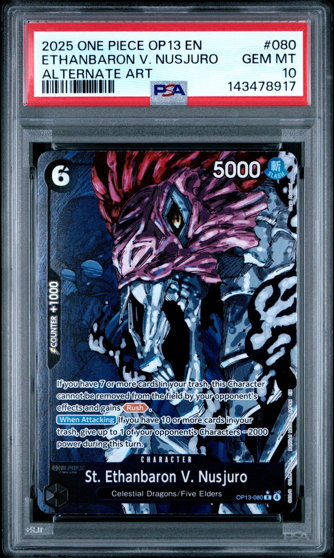2025 #080 St. Ethanbaron V. Nusjuro PSA 10 One Piece OP13-Carrying on His Will