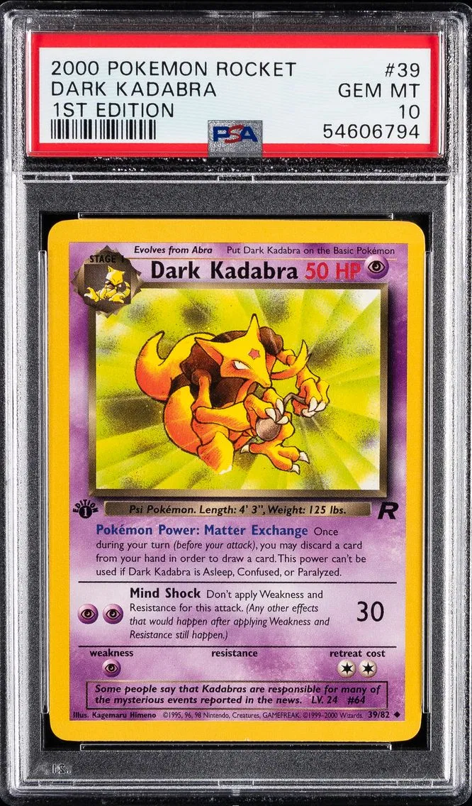 2000 #39 DARK KADABRA PSA 10 ROCKET POKEMON