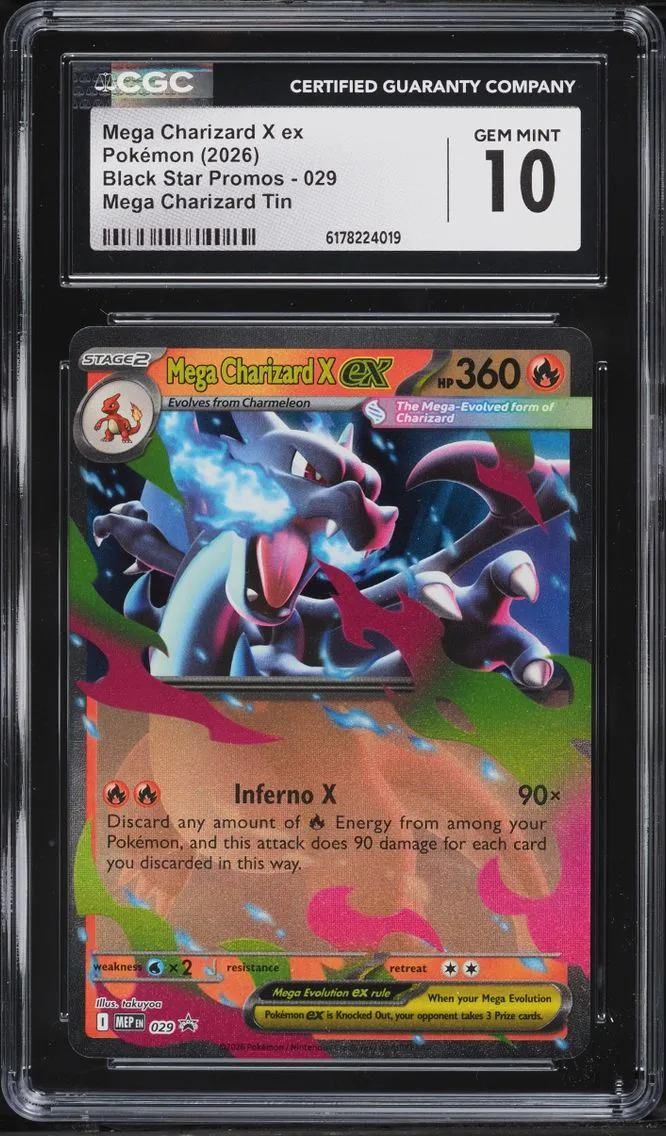 2026 Pokemon Mega Evolution Promo Tin Mega Charizard X Ex #29 CGC 10 GEM MINT