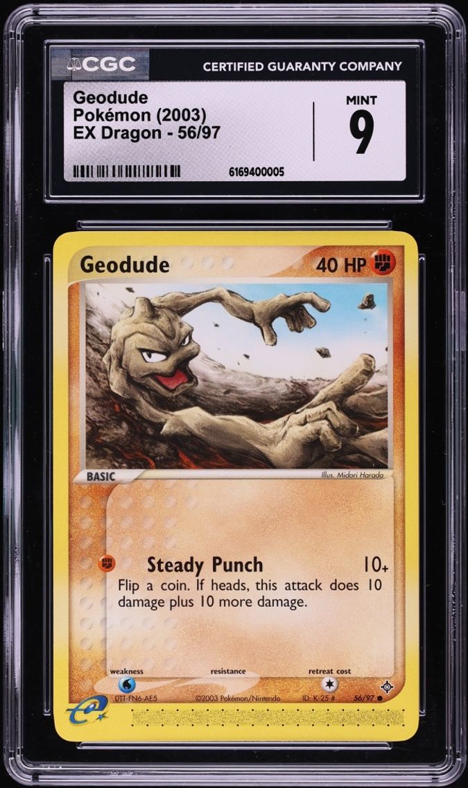 2003 Pokemon EX Dragon Geodude #56 CGC 9 MINT