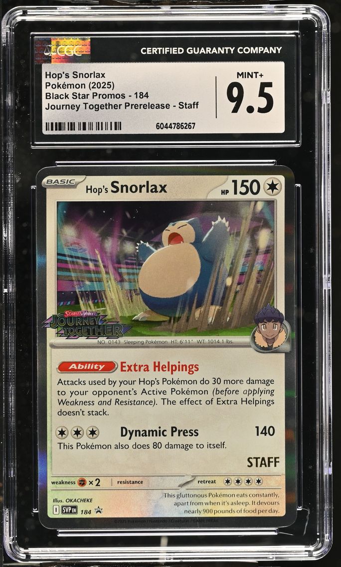 2025 #184 Hop's Snorlax CGC 9.5 Black Star Promos - Scarlet & Violet SVP EN - English