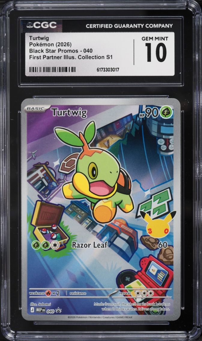 2026 Pokemon Mega Promo First Partner Illustration S1 Full Art Turtwig #40 CGC 10 GEM MINT