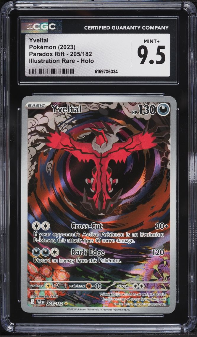 2023 Pokemon Scarlet & Violet Paradox Rift IR Yveltal #205 CGC 9.5 MINT+