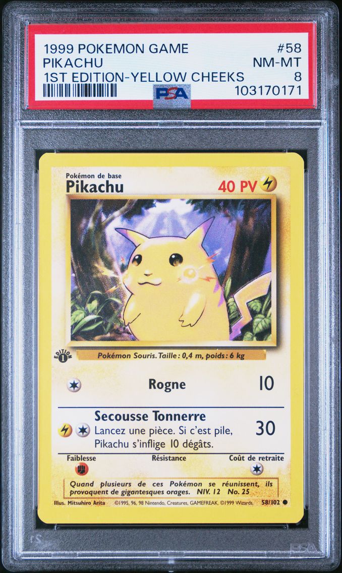 1999 #58 Pikachu PSA 8 Game Pokemon
