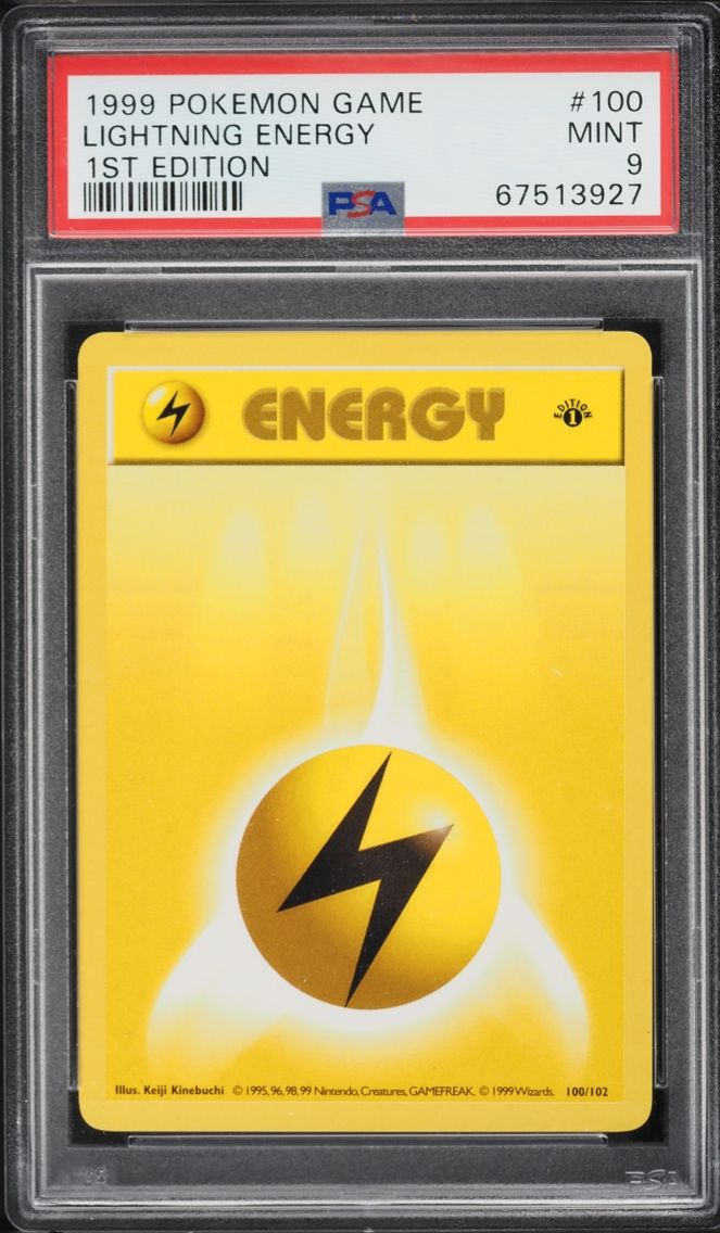 1999 Pokemon Base Set Shadowless 1st Edition Lightning Energy #100 PSA 9 MINT