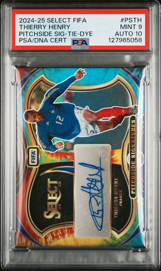 2024 #PSTH Thierry Henry PSA 9 Panini Select FIFA Pitchside Signatures
