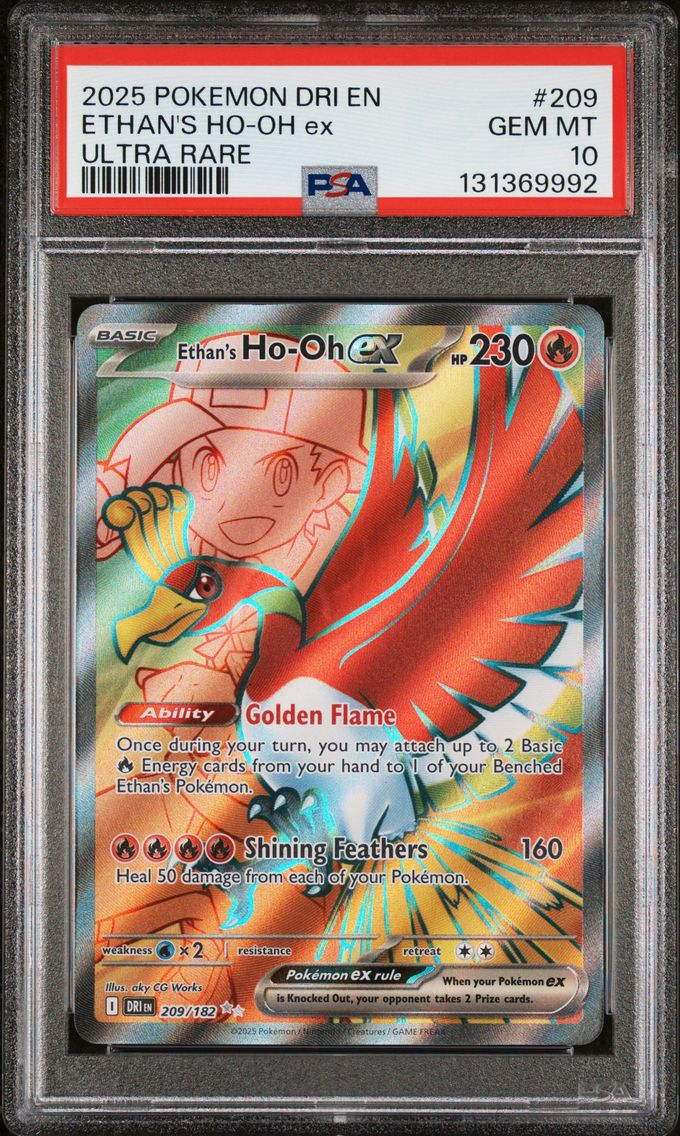 2025 #209 Ethan's HO-Oh EX PSA 10 Dri EN-Destined Rivals