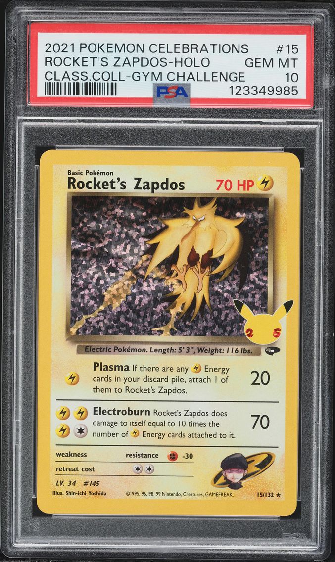 2021 #15 Rocket's Zapdos-Holo PSA 10 Celebrations Classic Collection Pokemon