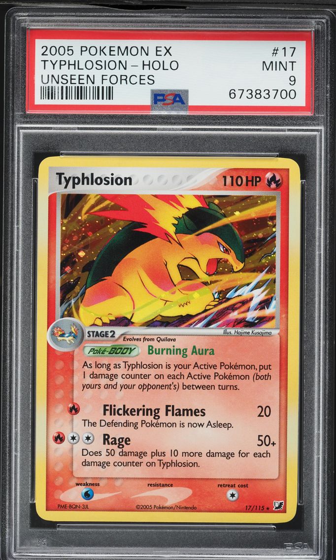2005 #17 Typhlosion-Holo PSA 9 EX Unseen Forces Pokemon