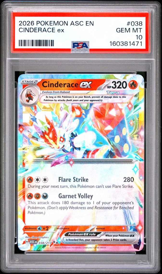 2026 #038 Cinderace EX PSA 10 Asc EN-Ascended Heroes