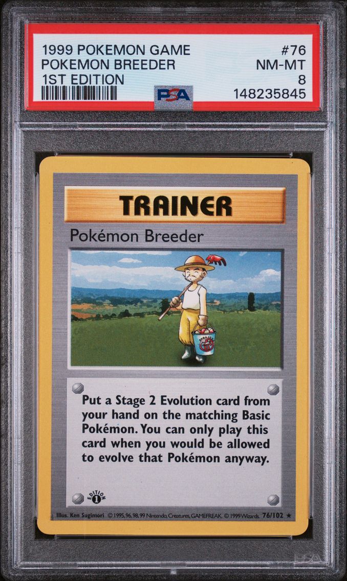 1999 #76 Pokemon Breeder 1st Edition PSA 8 Game
