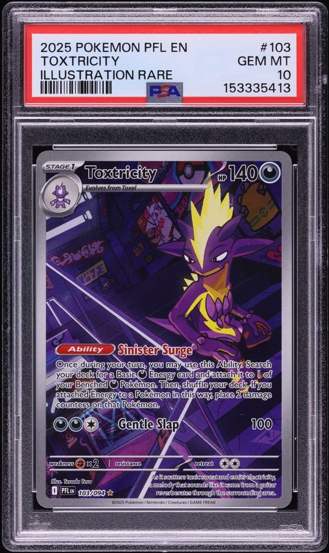 2025 Pokemon Mega Evolution Phantasmal Flames IR Toxtricity #103 PSA 10 GEM MINT