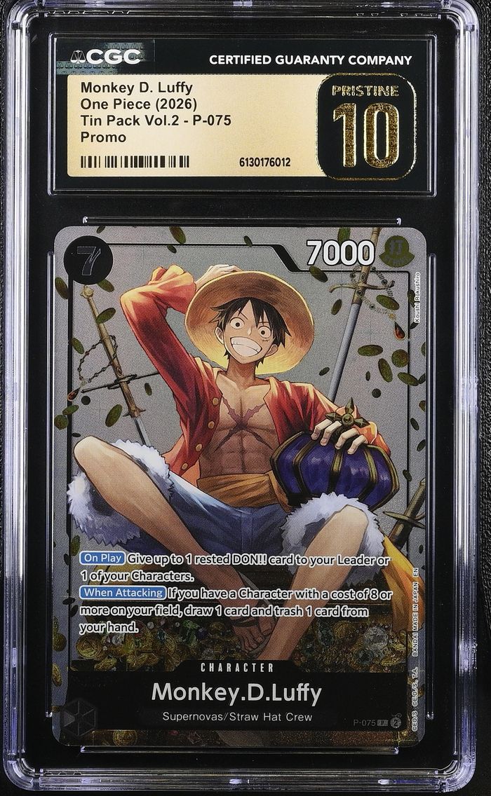 2026 #P-075 Monkey D. Luffy CGC 10 Pristine Tin Pack Vol.2 (Coins In BG) - English