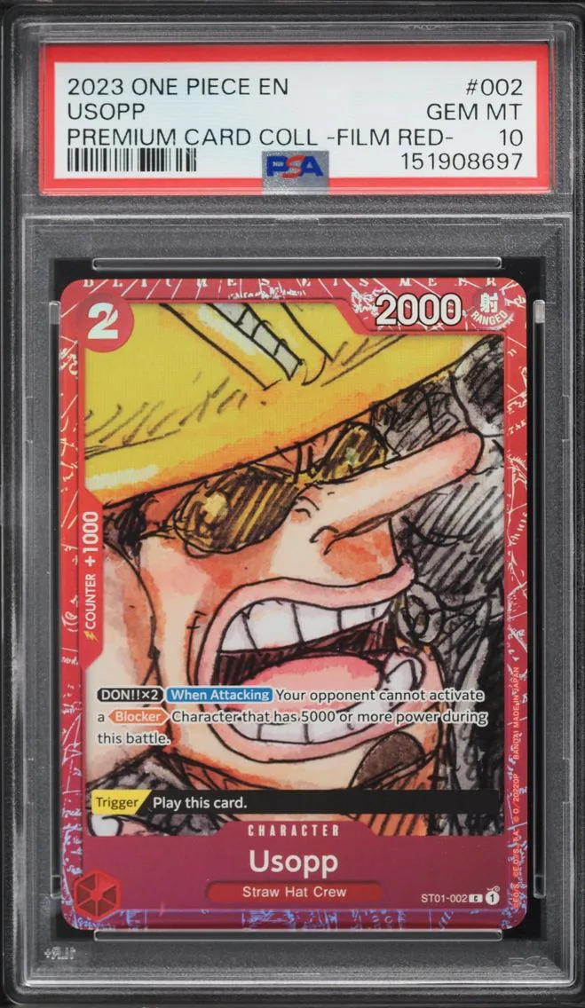 2023 #ST01-002 Usopp PSA 10 One Piece Premium Collection Film Red