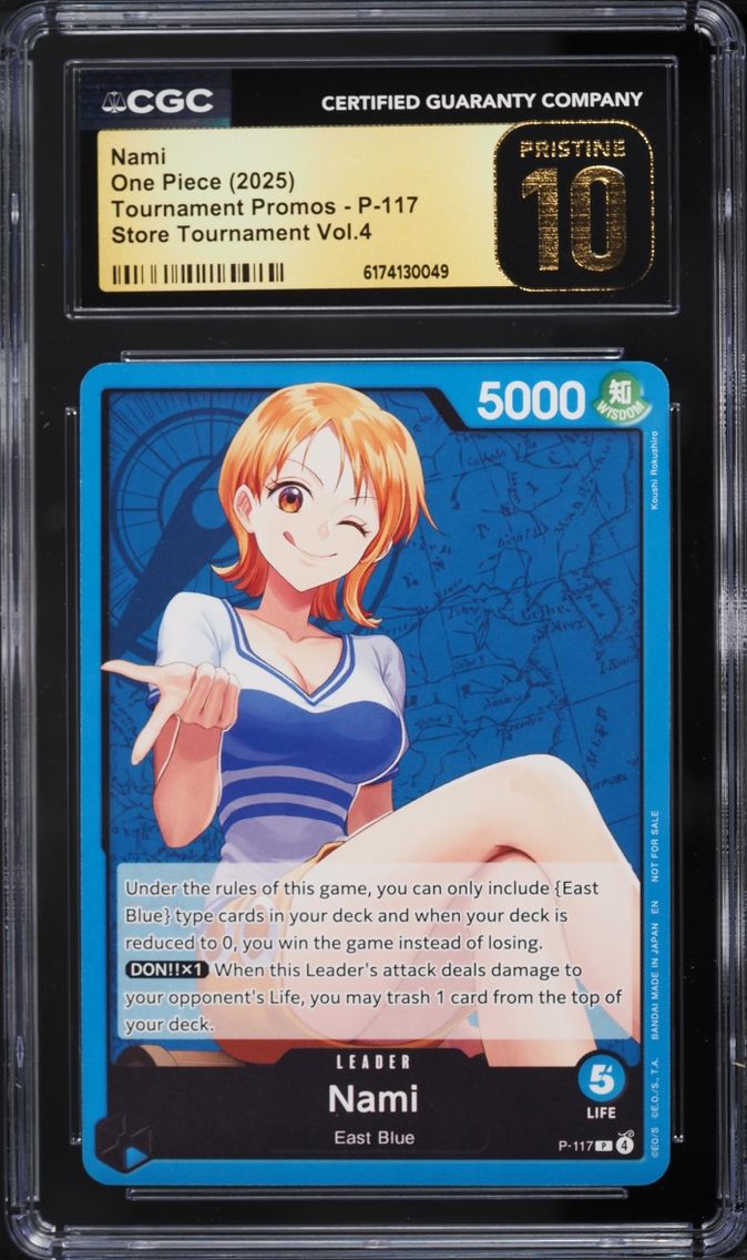 2025 One Piece Promo Store Tournament Vol.4 Leader Nami #P-117 CGC 10 PRISTINE