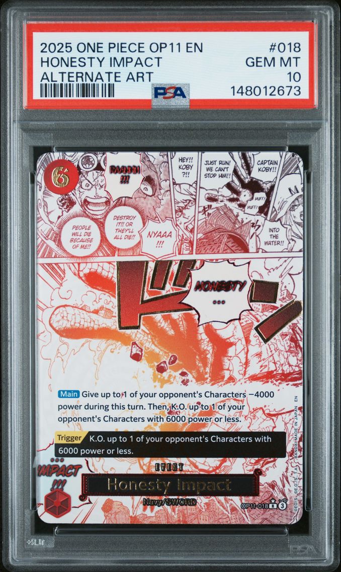 2025 #018 Honesty Impact PSA 10 One Piece OP11-A Fist of Divine Speed