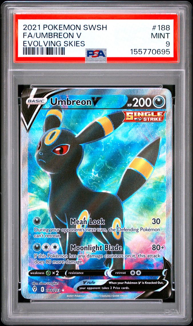 2021 #188 Full Art/Umbreon V PSA 9 Sword & Shield Evolving Skies