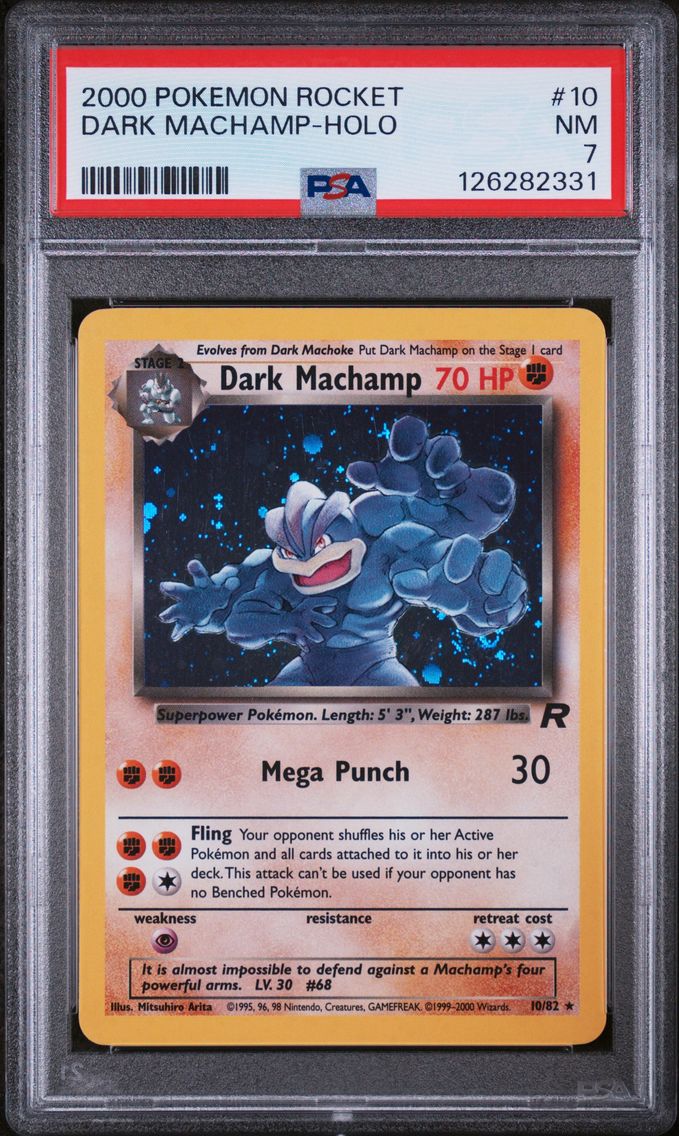 2000 #10 Dark Machamp-Holo PSA 7 Rocket