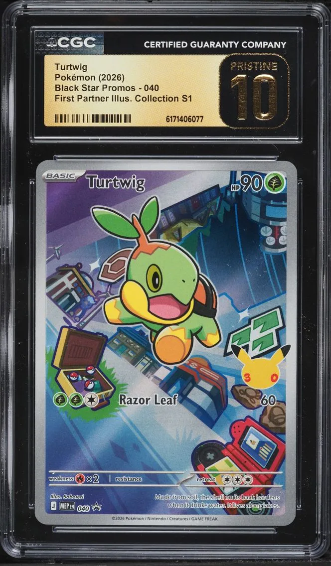 2026 Pokemon Mega Promo First Partner Illustration S1 Full Art Turtwig #40 CGC 10 PRISTINE