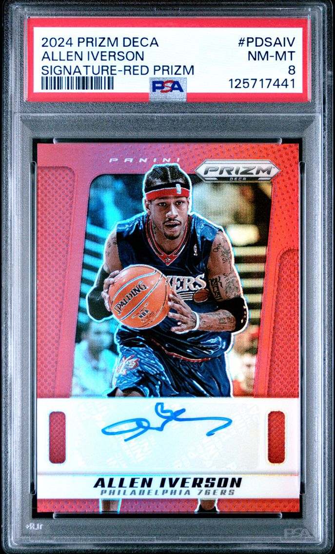 2024 #PDSAIV Allen Iverson PSA 8 Panini Prizm Deca Signatures