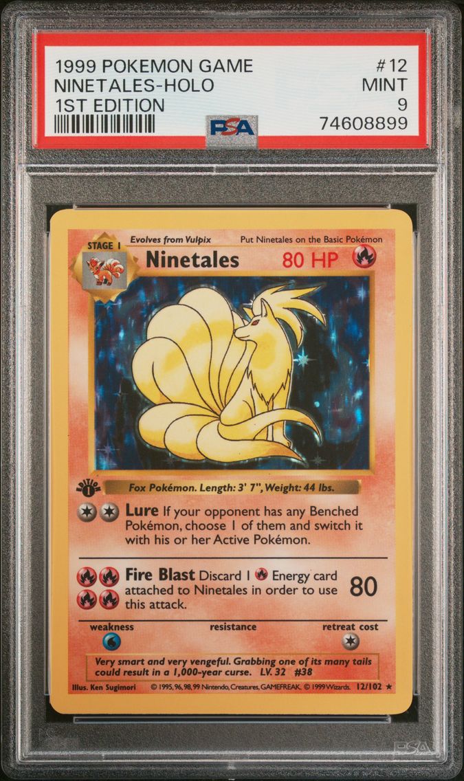 1999 #12 Ninetales-Holo 1st Edition PSA 9 Game
